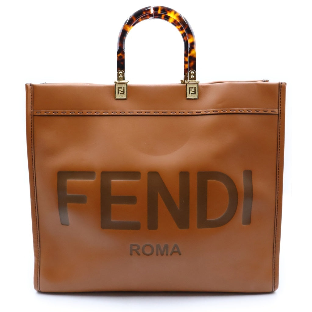 FENDI(フェンディ) フェンディ サンシャインミディアム ハンドバッグ トートバッグ ブラウン レザー ゴールド金具 レディース