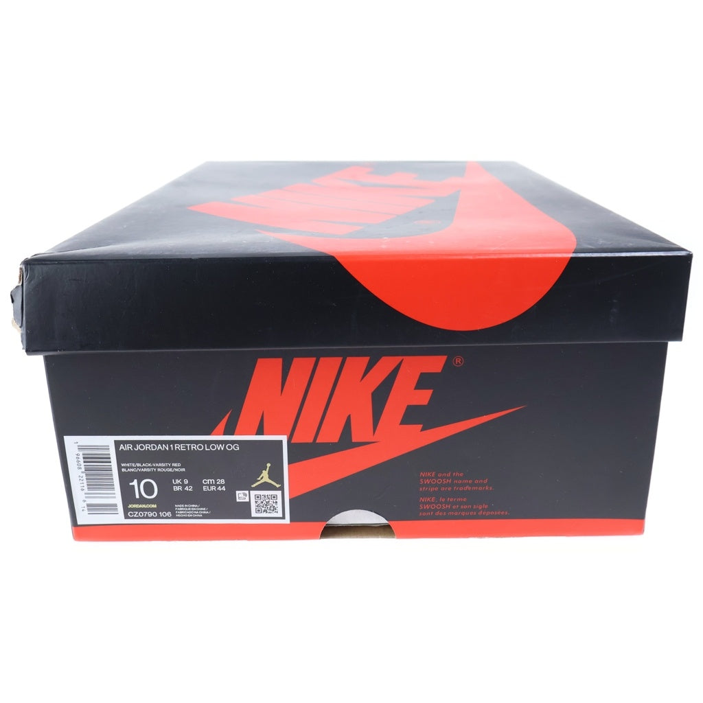 NIKE(ナイキ) AIR JORDAN 1 LOW OG BLACK TOE エアジョーダン1 ブラックトゥ ローカットスニーカー ホワイト/レッド US10/28cm CZ0790-106