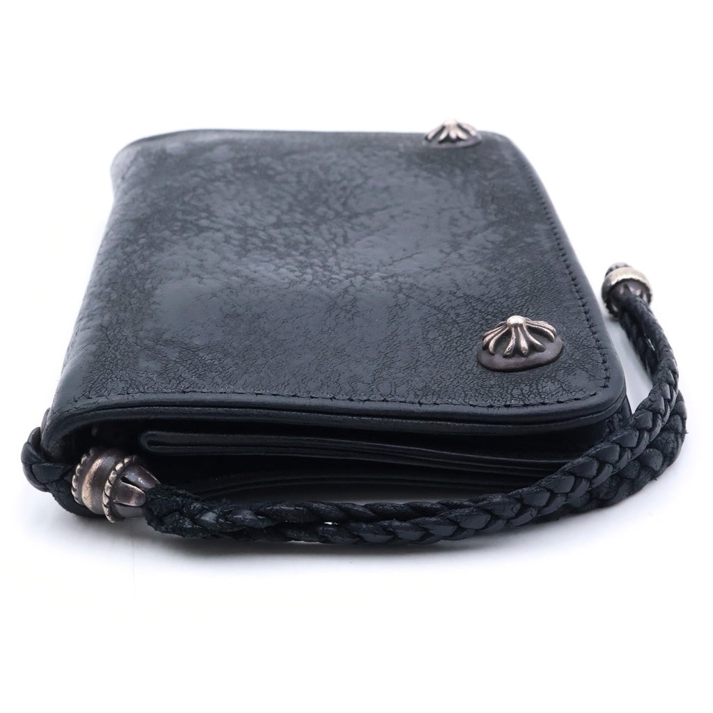 CHROME HEARTS(クロムハーツ) 2ZIP STRAP 2ジップストラップ クロスボールボタン レザーウォレット 財布 ブラック