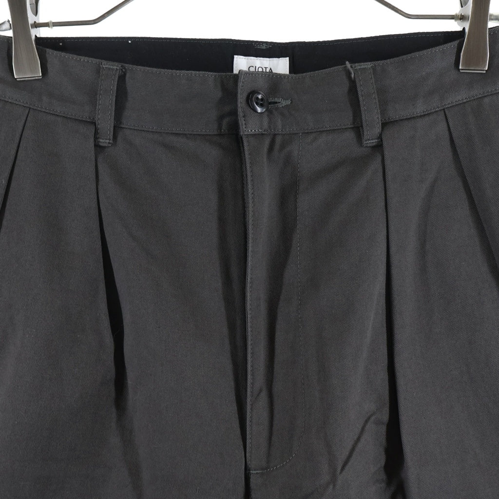 CIOTA(シオタ) 2 Tuck Chino Cloth Pants 2タック チノクロス ワイドテーパードパンツ ダークグレー PTLM-147