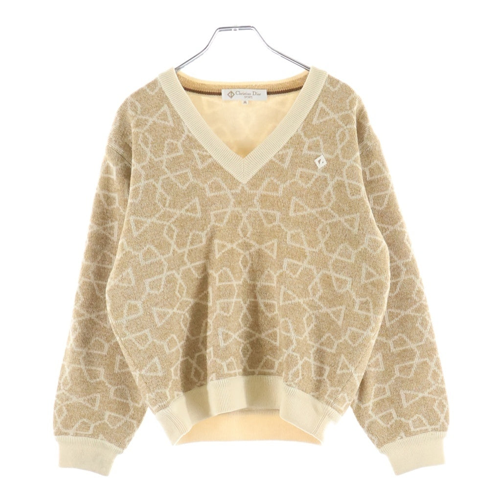 Christian Dior(クリスチャンディオール) 90s SPORTS LINE V Neck Knit スポーツライン Vネックニット セーター ウール ベージュ 6D257 レディース