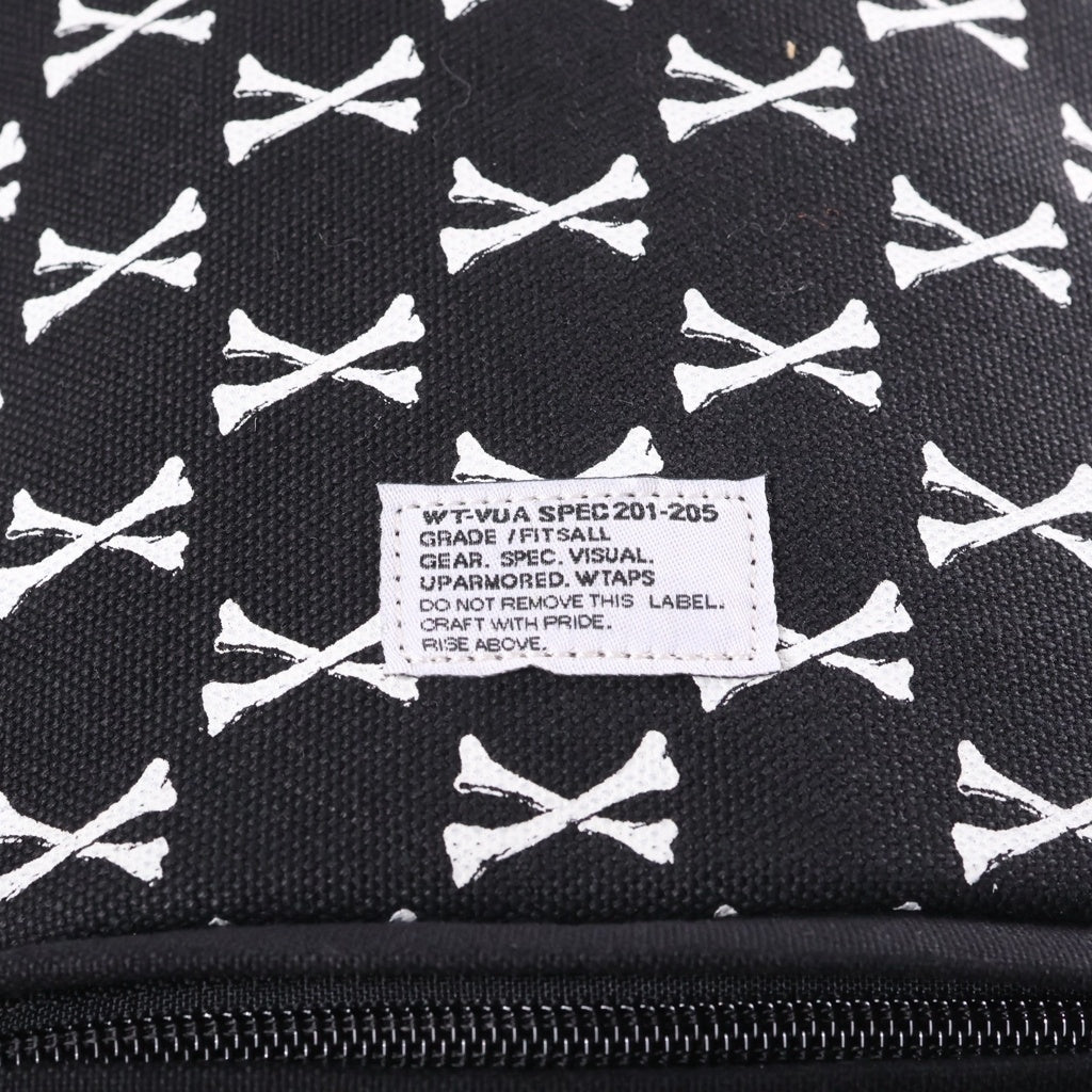 WTAPS(ダブルタップス) BARREL 総柄 クロスボーン ワンショルダーバッグ ドローコード ブラック/ホワイト