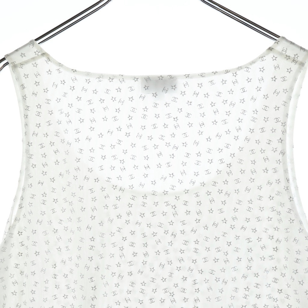 CHANEL(シャネル) 2024 RESORT Star CC Tops スター ココマークノースリーブトップス タンクトップ ポリエステル ホワイト P76301V68047 レディース