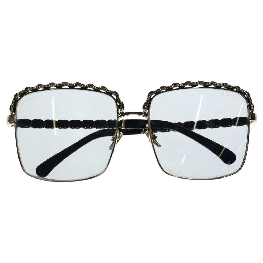 CHANEL(シャネル) ステッチチェーンスクエアサングラス アイウェア ブラック×ゴールド 71369