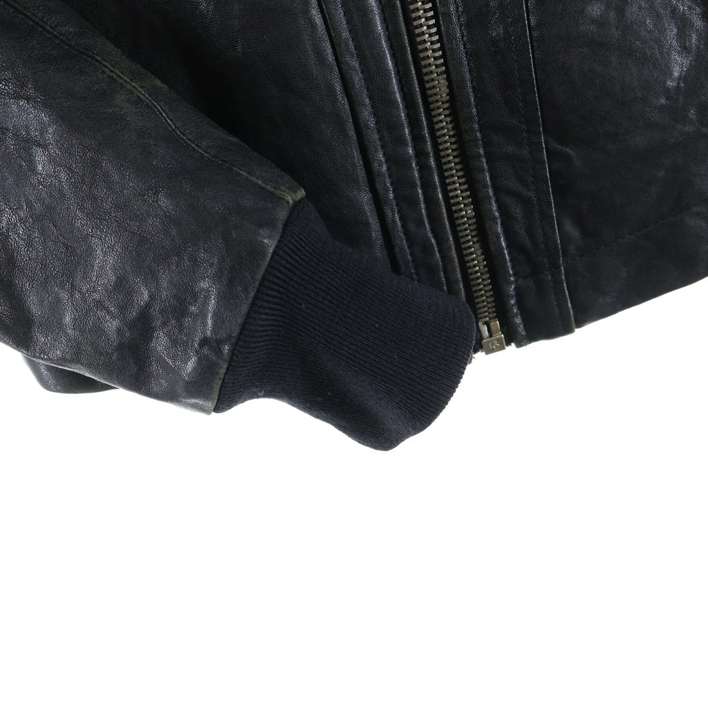 Rick Owens(リックオウエンス) 09AW CRUST期 Intarsia インターシャ ラムスキン ハイネック レザー ライダースジャケット ブルゾン ブラック RU4761/LP