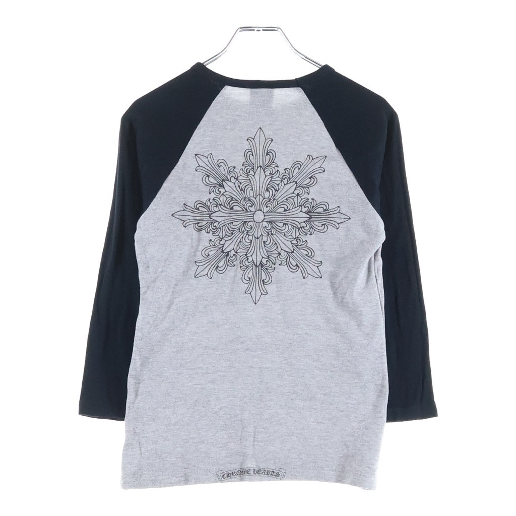 CHROME HEARTS(クロムハーツ) OLD バックスタープリント クルーネック ラグランスリーブ 七分袖Tシャツ カットソー グレー/ブラック