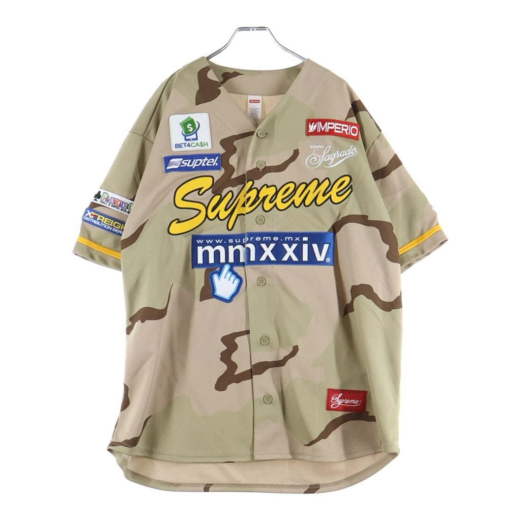 SUPREME(シュプリーム) 24SS Chosen One Baseball Jersey Desert Camo チョーズン ワン ベースボール ジャージ デザート カモ ボタンフライ 総柄 ワッペン 半袖シャツ マルチ