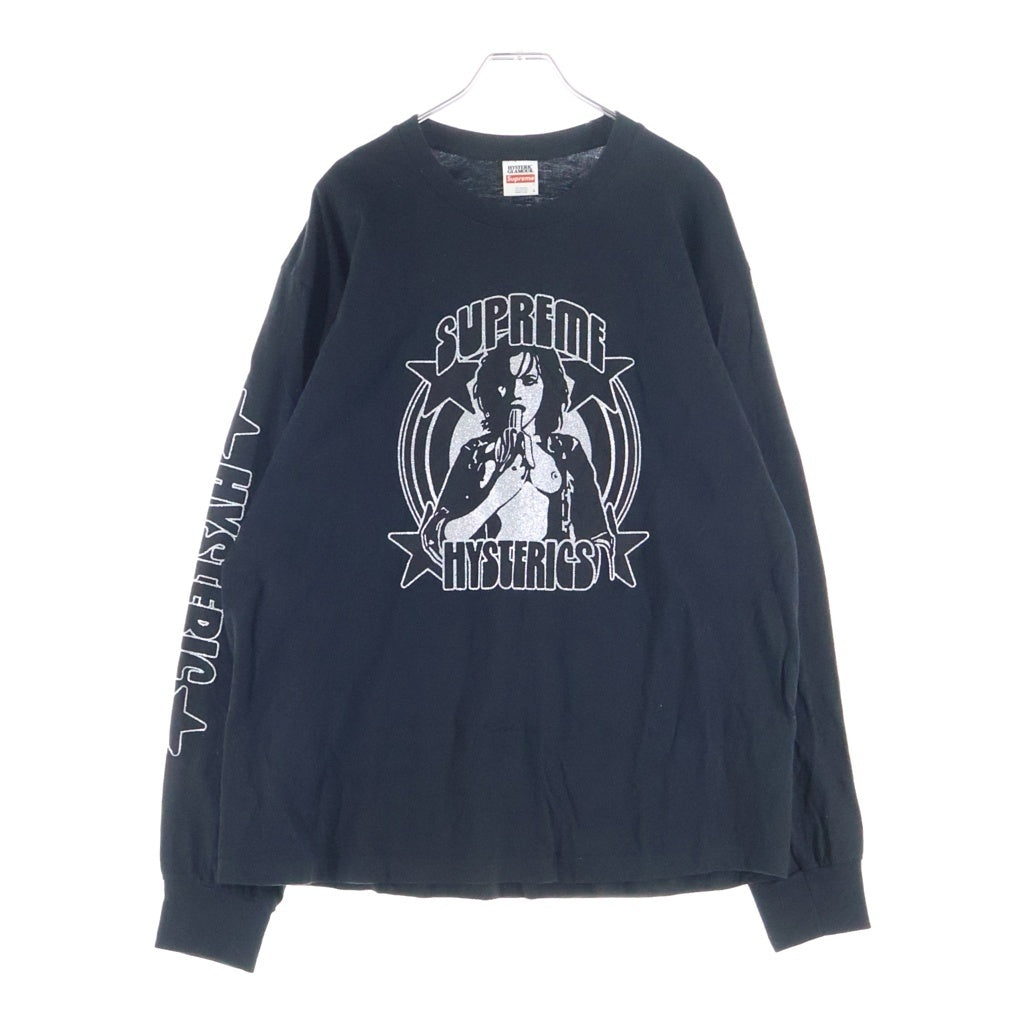 SUPREME(シュプリーム) 21SS ×HYSTERIC GLAMOUR L/S Tee ヒステリックグラマー ロゴプリント クルーネック 長袖Tシャツ カットソー ブラック