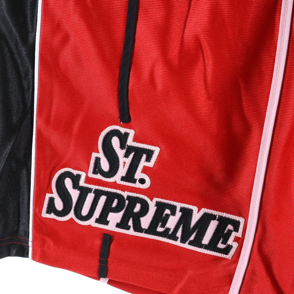 SUPREME(シュプリーム) 20SS St. Supreme Basketball Short ロゴ刺繍 バスケットボール ショーツ ハーフパンツ ショートパンツ レッド