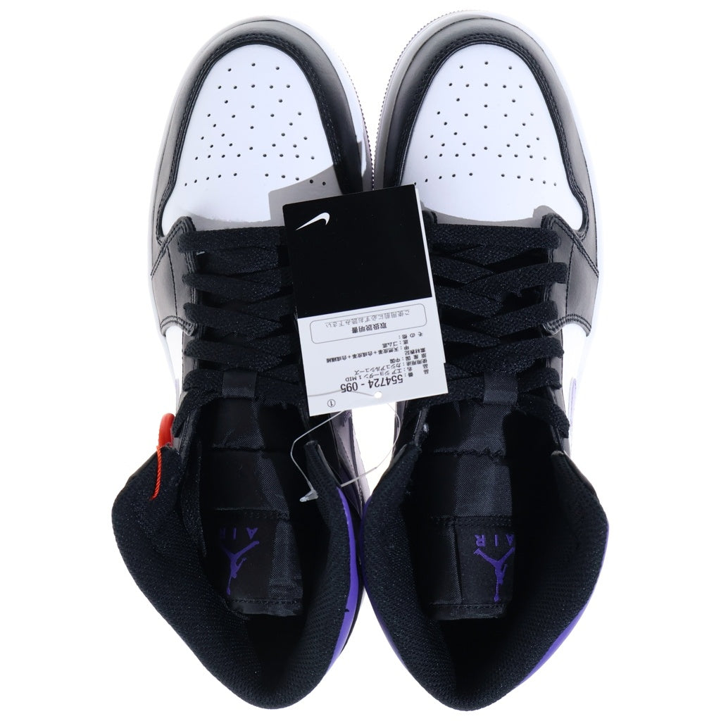 NIKE(ナイキ) AIR JORDAN 1 MID BLACK/COURT PURPLE エアジョーダン1 コートパープル ハイカットスニーカー ブラック/パープル US10/28cm 554724-095
