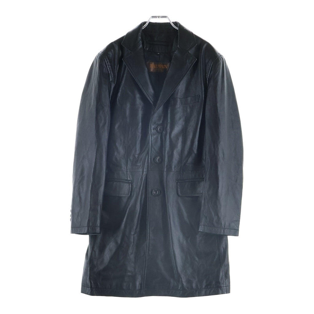 BALMAIN(バルマン) ラムレザーチェスターコート レザージャケット ブラック #M 6022 レディース