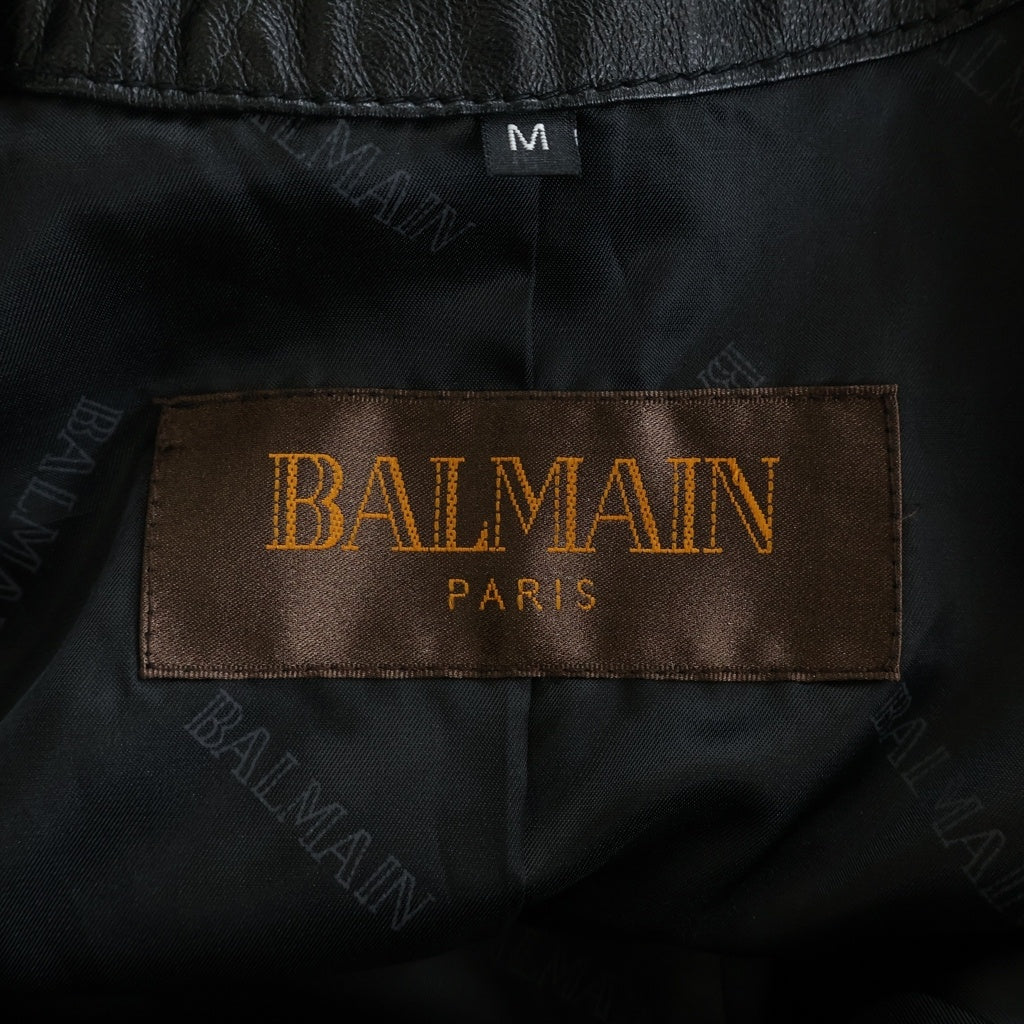 BALMAIN(バルマン) ラムレザーチェスターコート レザージャケット ブラック #M 6022 レディース