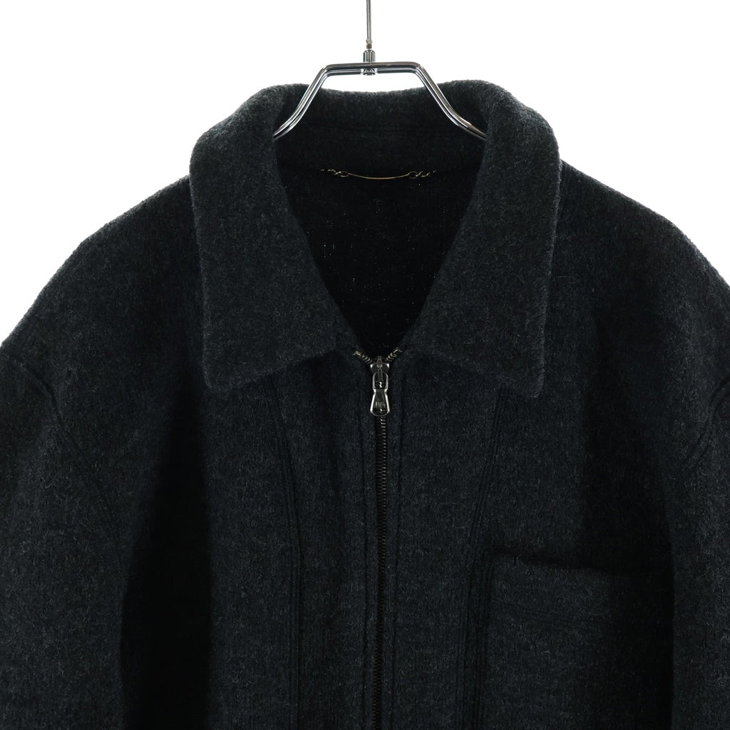 DOLCE & GABBANA(ドルチェアンドガッバーナ) ウール ジップアップ フロントポケットロングジャケット ダークグレー #48 レディース