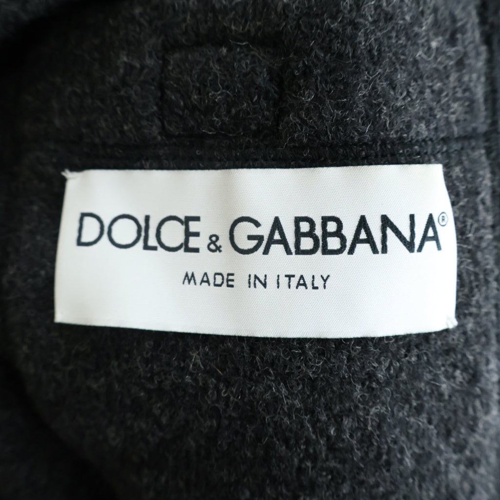 DOLCE & GABBANA(ドルチェアンドガッバーナ) ウール ジップアップ フロントポケットロングジャケット ダークグレー #48 レディース