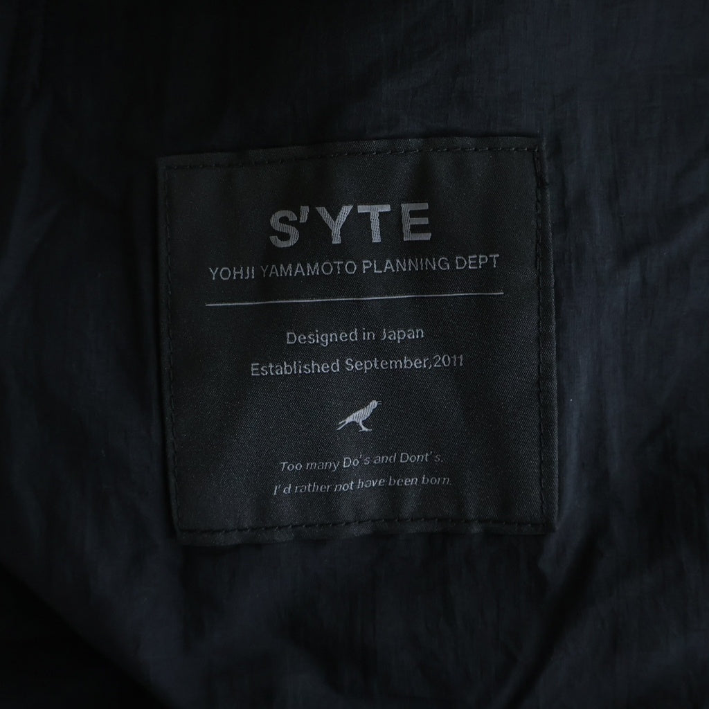 s'yte(サイト) NYLON TAFFETA SHORT SLEEVE JUMPSUIT ナイロン ジャンプスーツ ブラック UI-D02-600