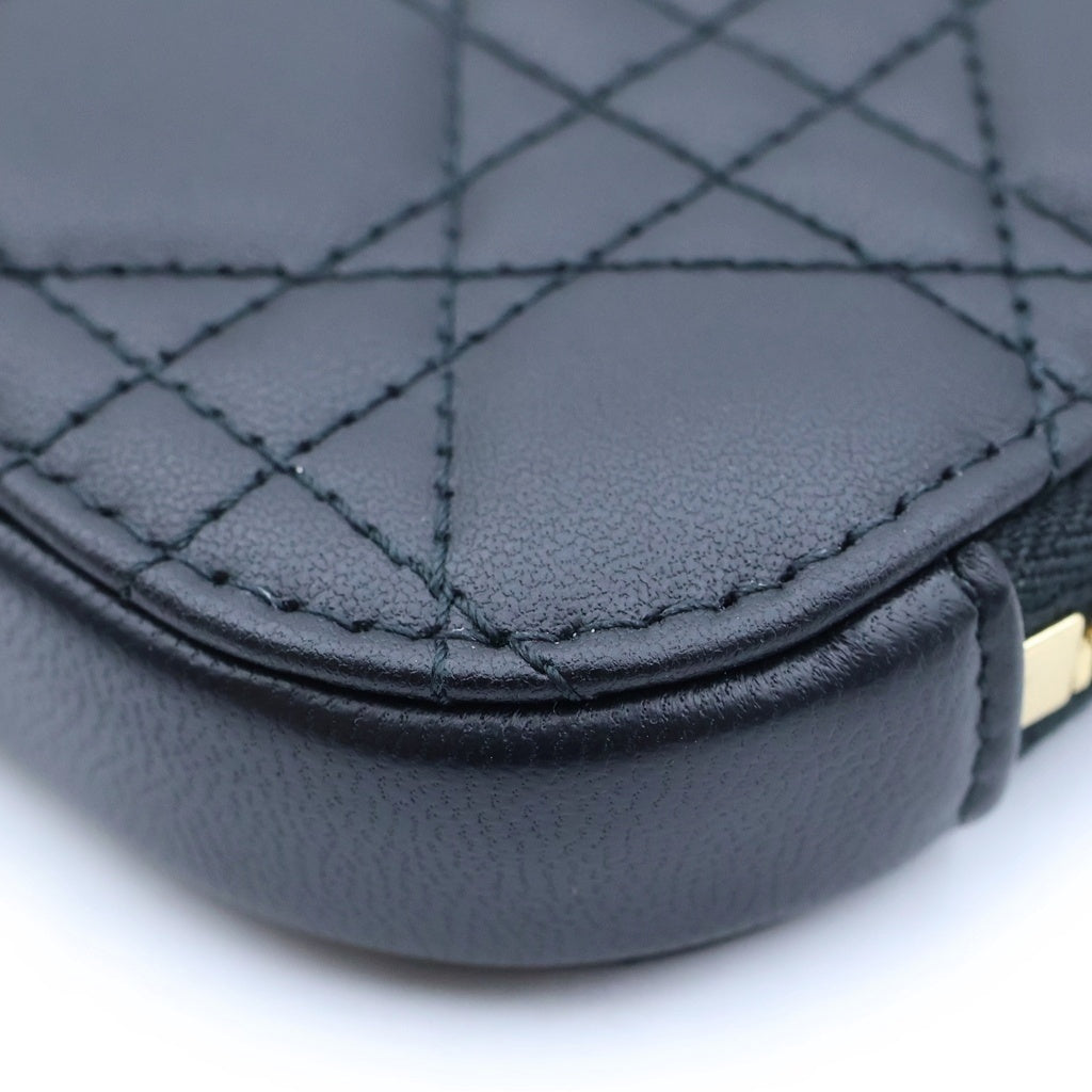 Christian Dior(クリスチャンディオール) Lady Dior レディディオール カナージュ チェーンショルダー フォンケース ブラック レディース