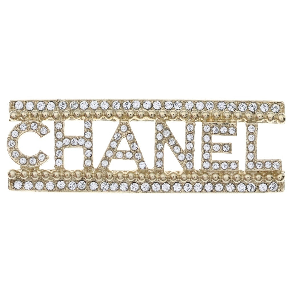 CHANEL(シャネル) ロゴラインストーン ブローチ ゴールド F23A レディース