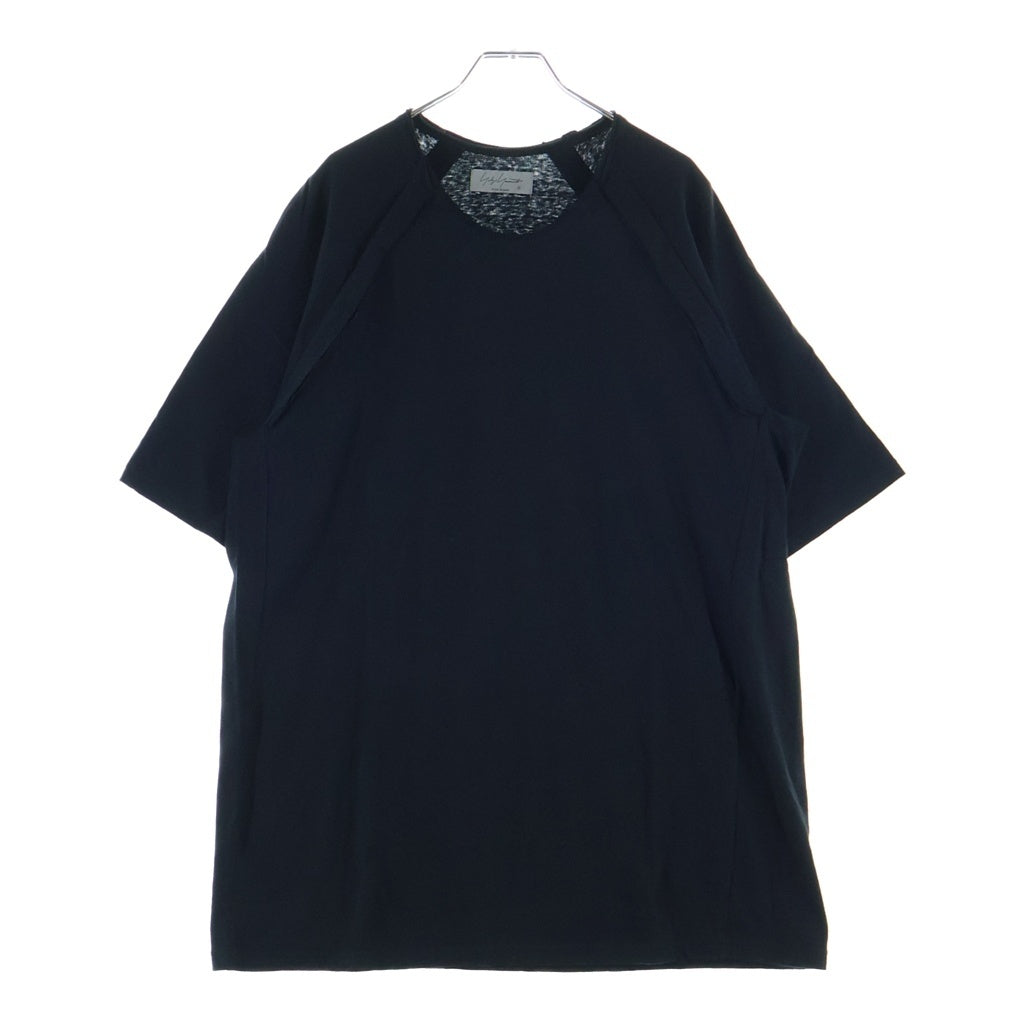 Yohji Yamamoto POUR HOMME(ヨウジヤマモト プールオム) 24SS COTTON SLUB SINGLE JERSEY REVERSED SEAM RAGLAN SHORT SLEEVE T ラグラン 半袖Tシャツ ブラック HS-T12-074