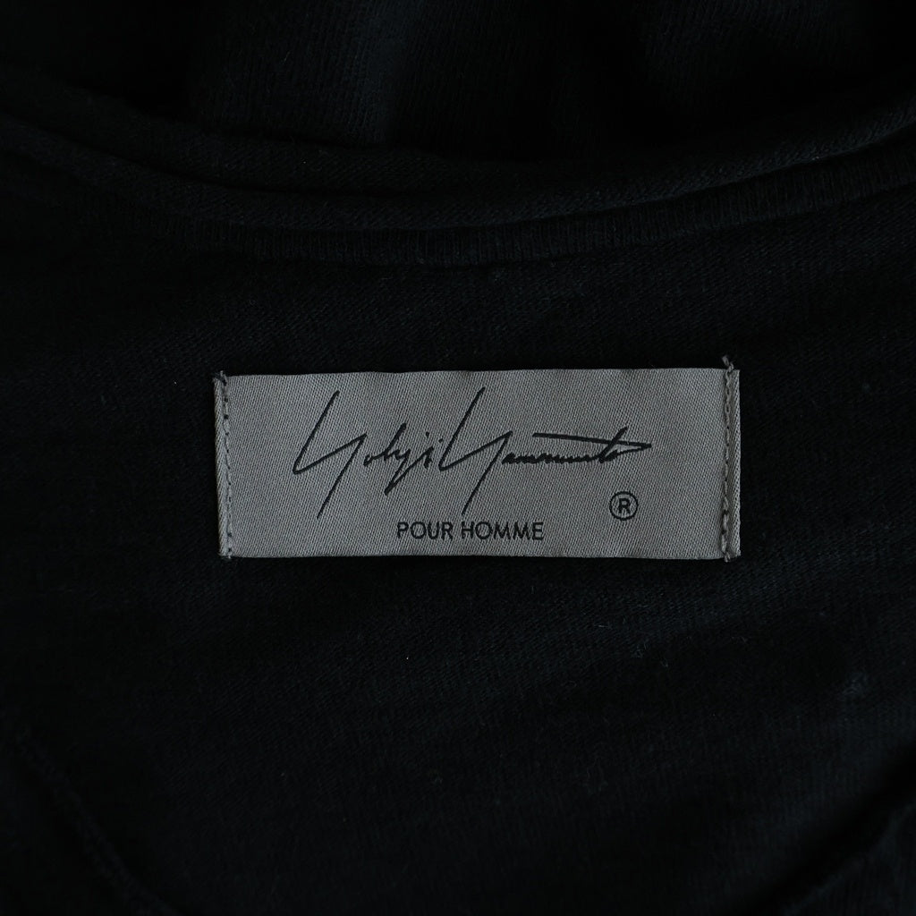 Yohji Yamamoto POUR HOMME(ヨウジヤマモト プールオム) 24SS COTTON SLUB SINGLE JERSEY REVERSED SEAM RAGLAN SHORT SLEEVE T ラグラン 半袖Tシャツ ブラック HS-T12-074