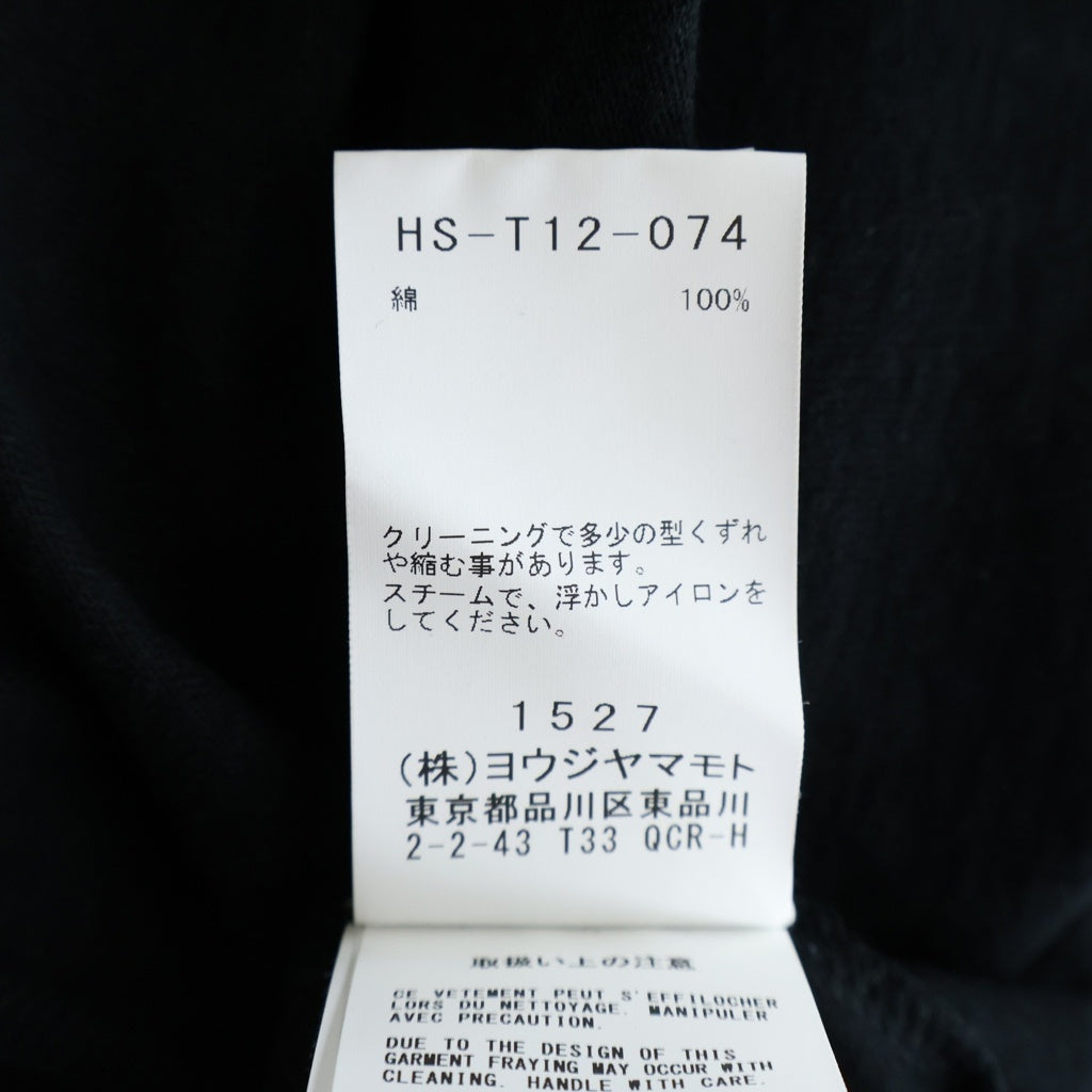 Yohji Yamamoto POUR HOMME(ヨウジヤマモト プールオム) 24SS COTTON SLUB SINGLE JERSEY REVERSED SEAM RAGLAN SHORT SLEEVE T ラグラン 半袖Tシャツ ブラック HS-T12-074