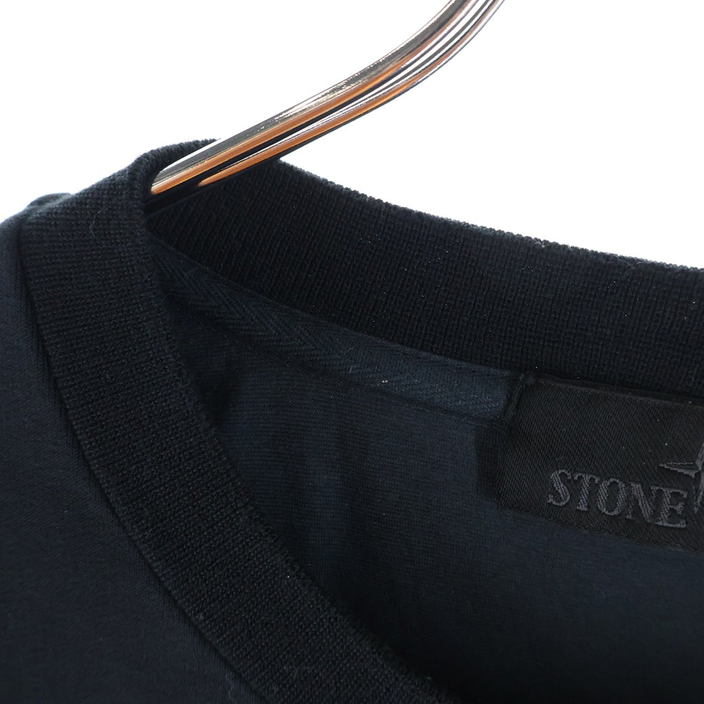 STONE ISLAND(ストーンアイランド) 22SS COTTON STRETCH FLEECE GHOST PIECE コットンストレッチ フリース ゴーストピース 長袖Tシャツ カットソー ブラック 7615632F3