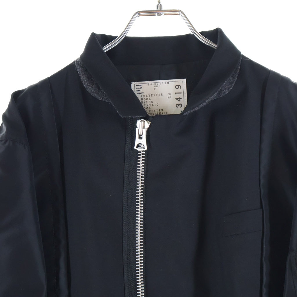 Sacai(サカイ) コットン ナイロン切替 ミリタリーコート ジャケット ブラック SCM-202