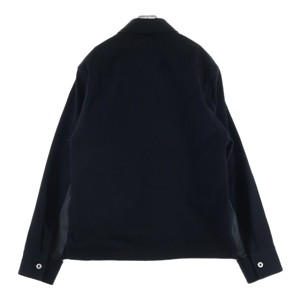 JIL SANDER(ジルサンダー) 25SS REGULAR FIT DENIM SHIRT レギュラーフィット レザー切替 デニム ジャケット カバーオールジャケット ブラック J22SW0034