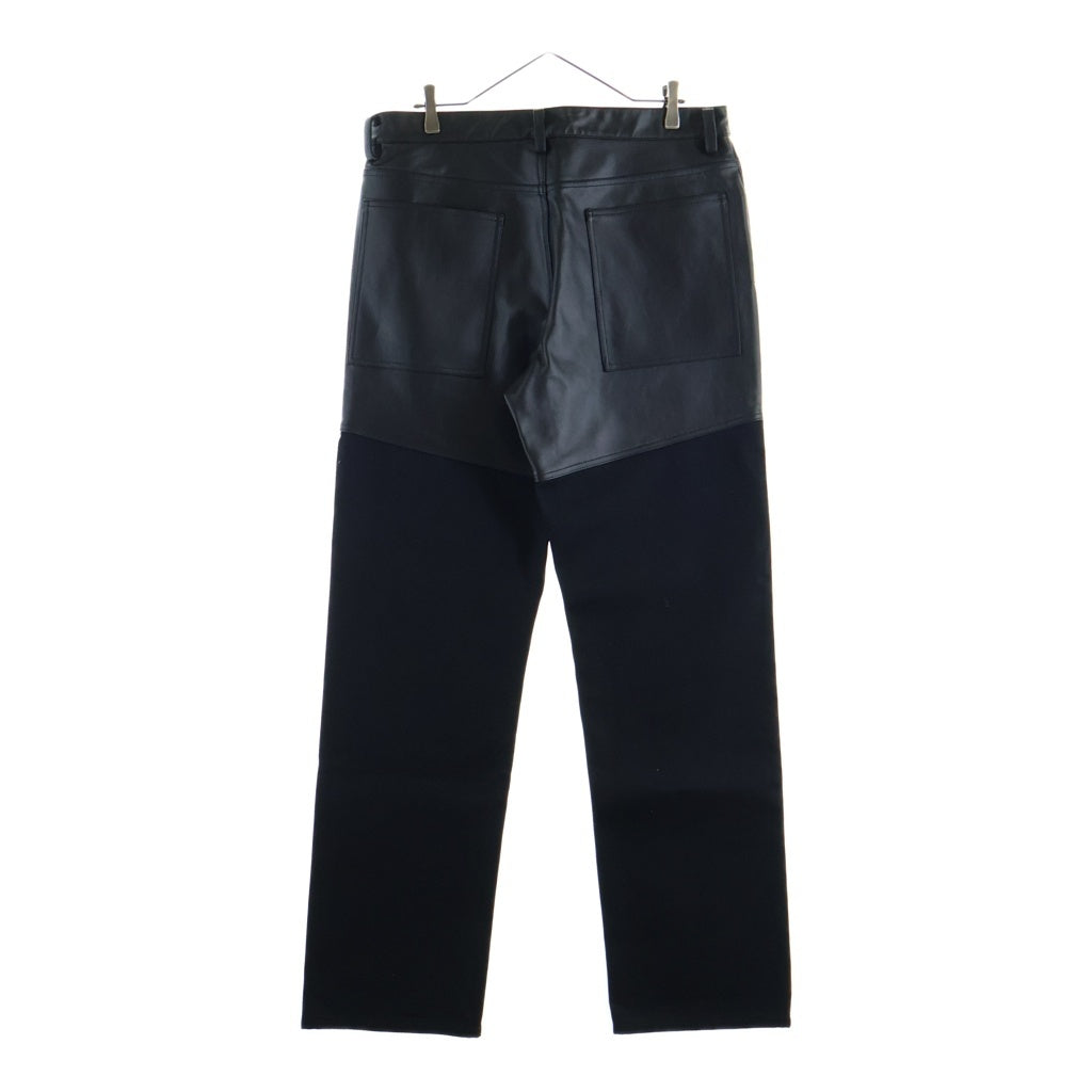 JIL SANDER(ジルサンダー) 25SS レザー切替 ストレートデニムパンツ トラウザーズ ブラック J22KA0267