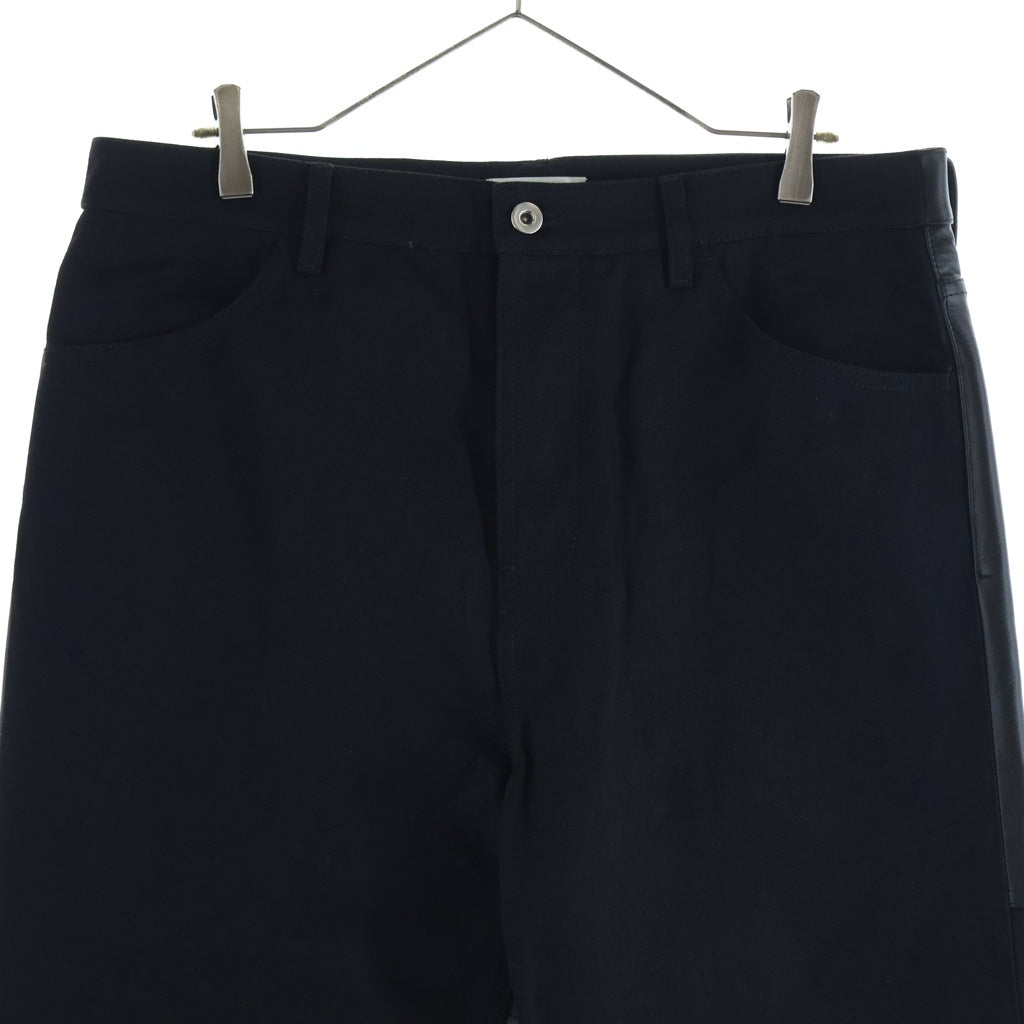 JIL SANDER(ジルサンダー) 25SS レザー切替 ストレートデニムパンツ トラウザーズ ブラック J22KA0267