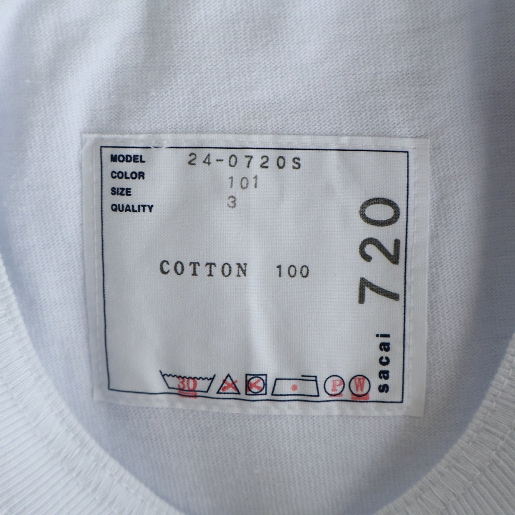 Sacai(サカイ) 24SS KNOW FUTURE プリント 半袖Tシャツ カットソー ホワイト 24-0720S