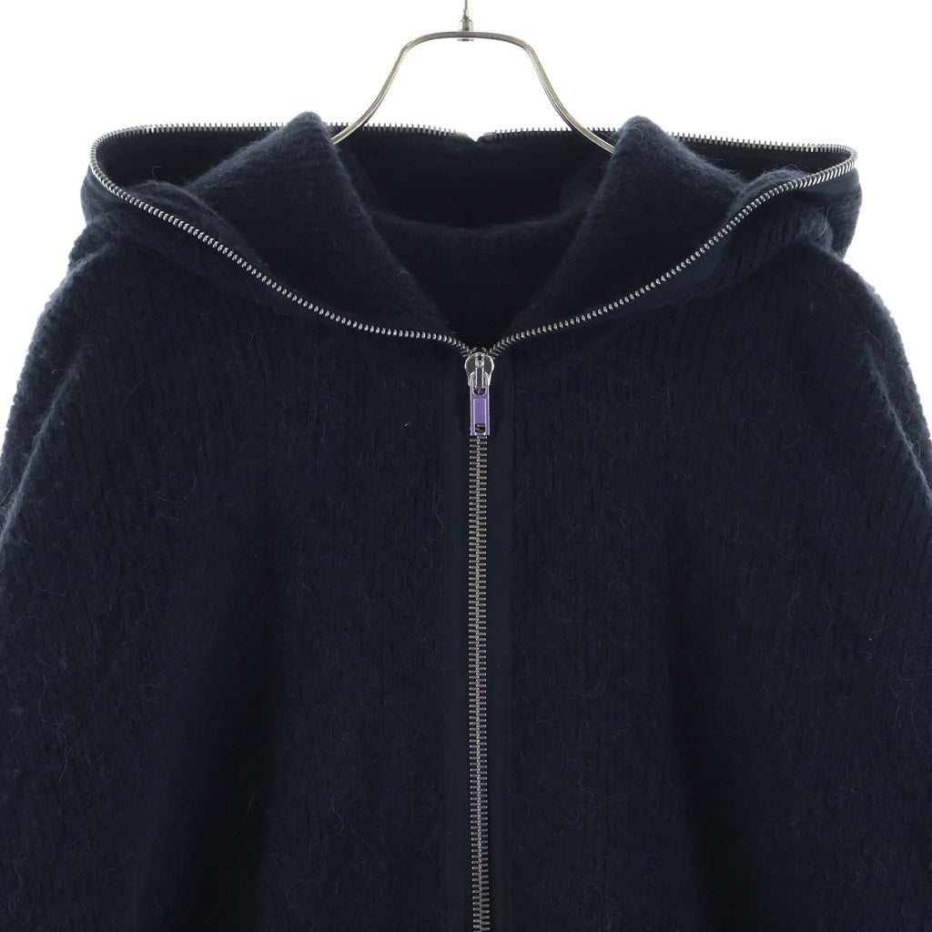 Rick Owens(リックオウエンス) 24AW GIMP OVERSIZE HOODIE ギンプ オーバーサイズ フーディー アルパカニット フルジップ ジャケット パーカー ブラック RR02D6689-KWP