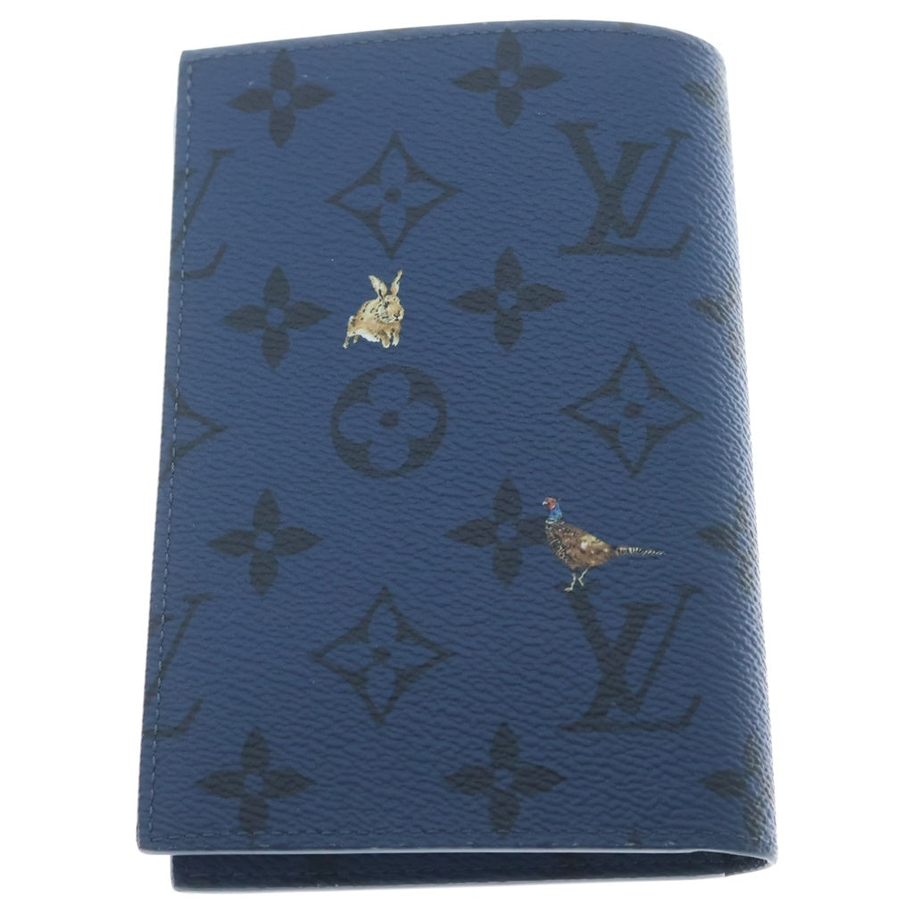 LOUIS VUITTON(ルイヴィトン) クーヴェルテュール パスポール モノグラム フォレスト アニマル コーティングキャンバスレザー パスケース パスポートケース カバー ブルー M27052 レディース