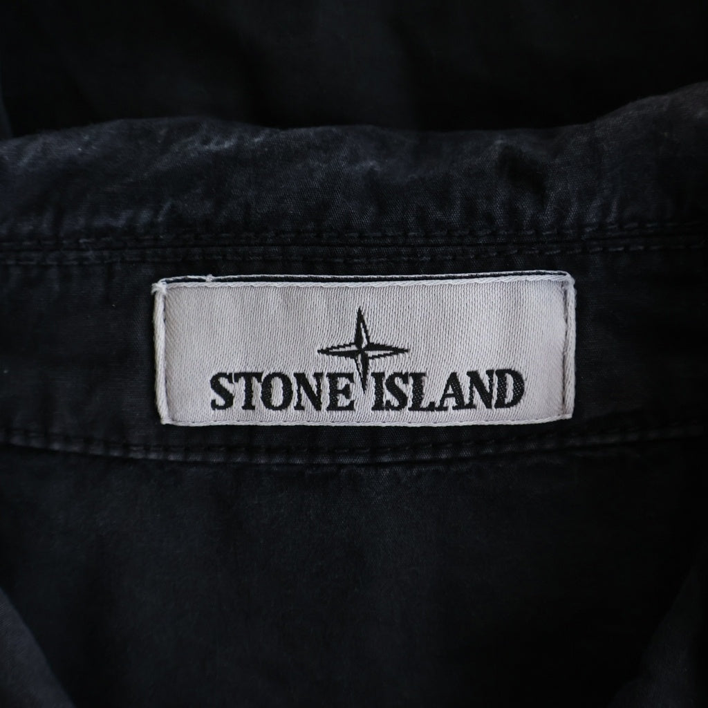 STONE ISLAND(ストーンアイランド) ブラッシュ加工 コットンキャンバス半袖シャツ ブラック K1S151200029 S00WN