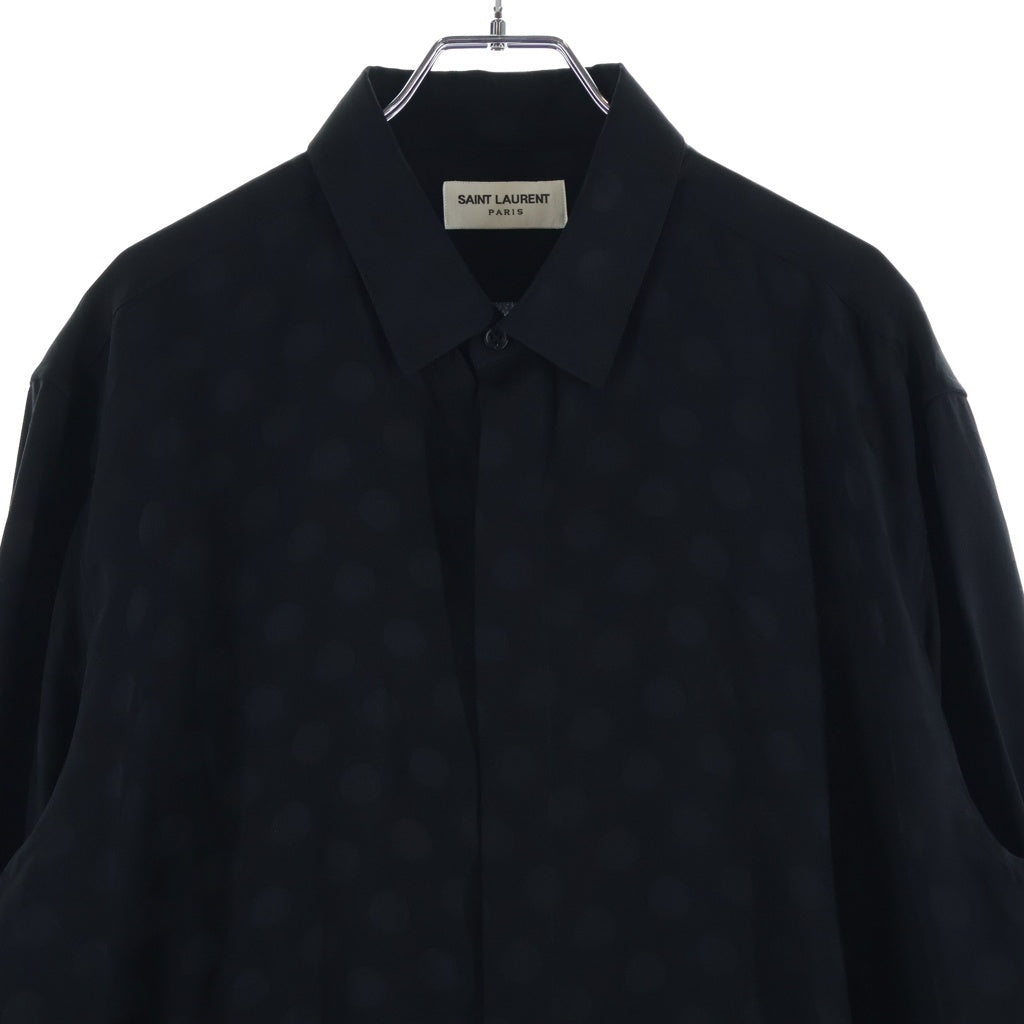 SAINT LAURENT PARIS(サンローランパリ) Polka Dot Silk L/S Shirt ポルカドット シルク 長袖シャツ ブラック 646850 Y1I44