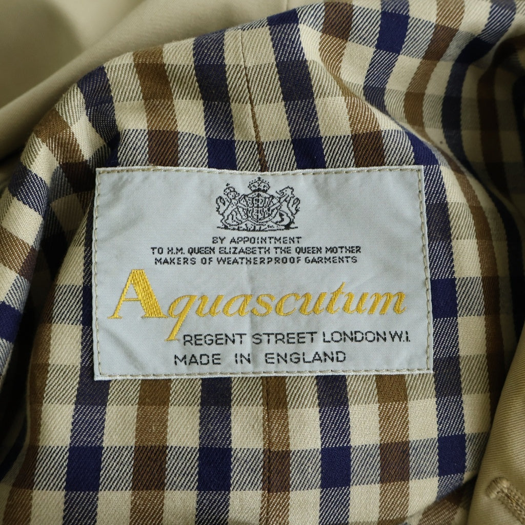 Acuascutum(アクアスキュータム) 70~80S VINTAGE ヴィンテージ 裏地チェック柄 4B トレンチコート ベージュ