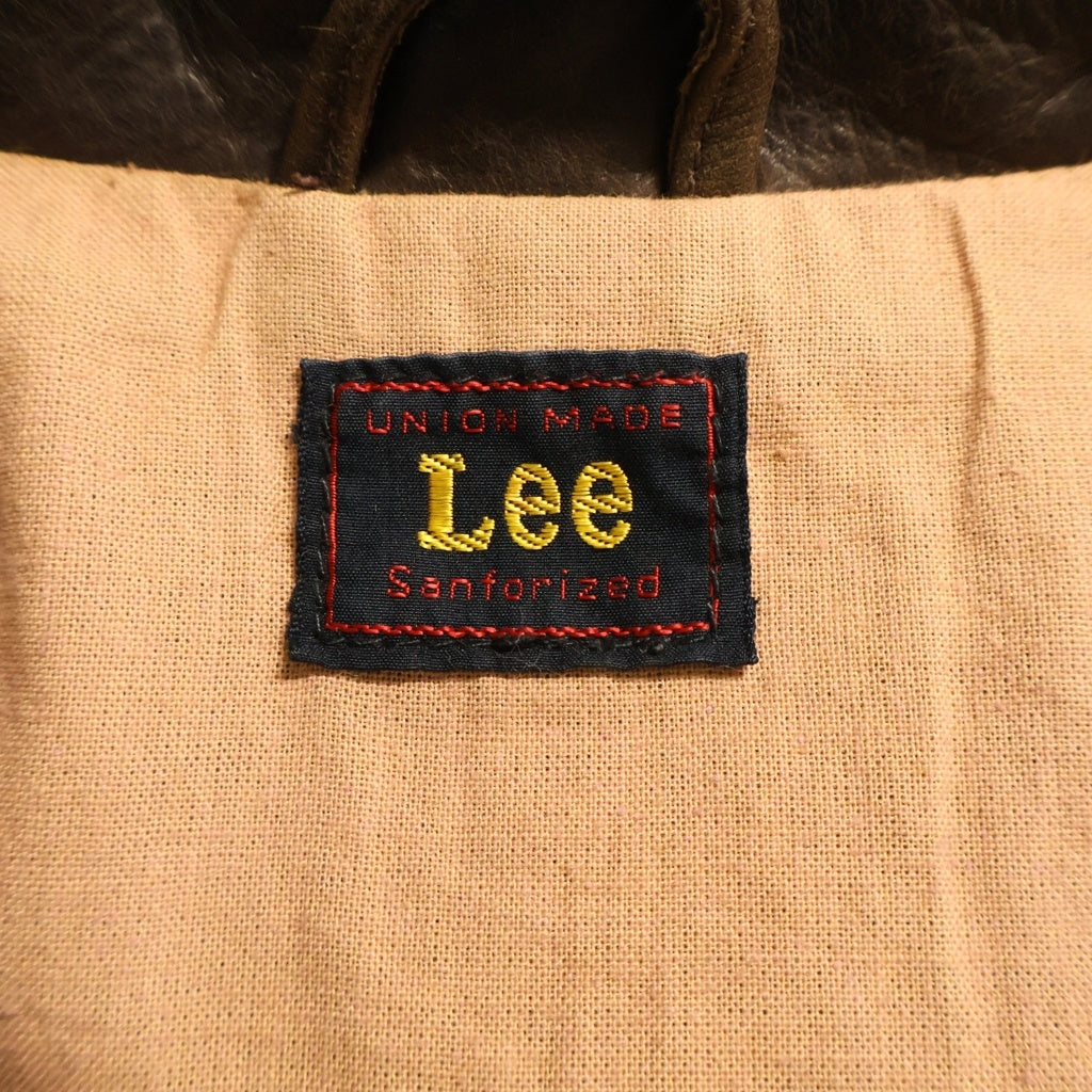 LEE(リー) フラップポケット カウレザー トラッカージャケット ブラウン 15411