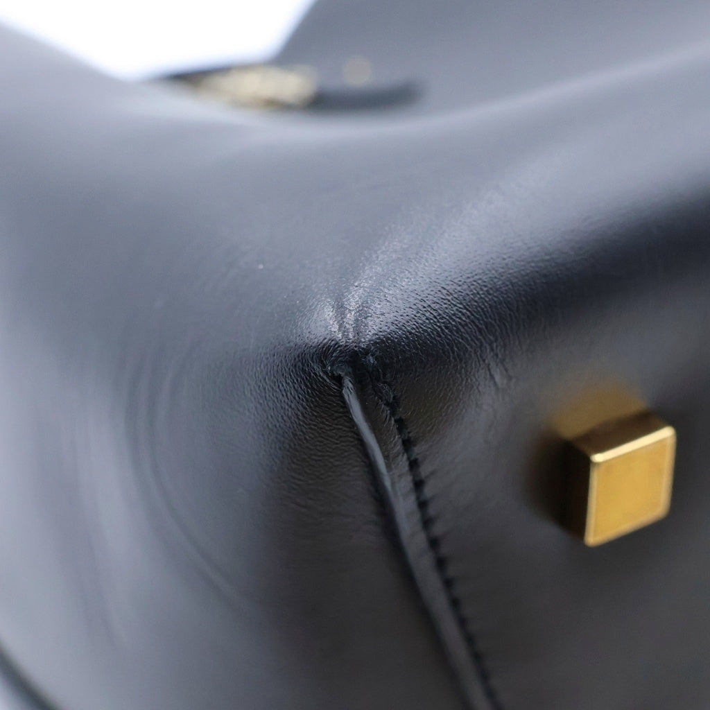 SAINT LAURENT PARIS(サンローランパリ) LE37 スモール 2WAYバッグ ハンドバッグ ショルダーバッグ ブラック レザー 742828 ゴールド金具 レディース