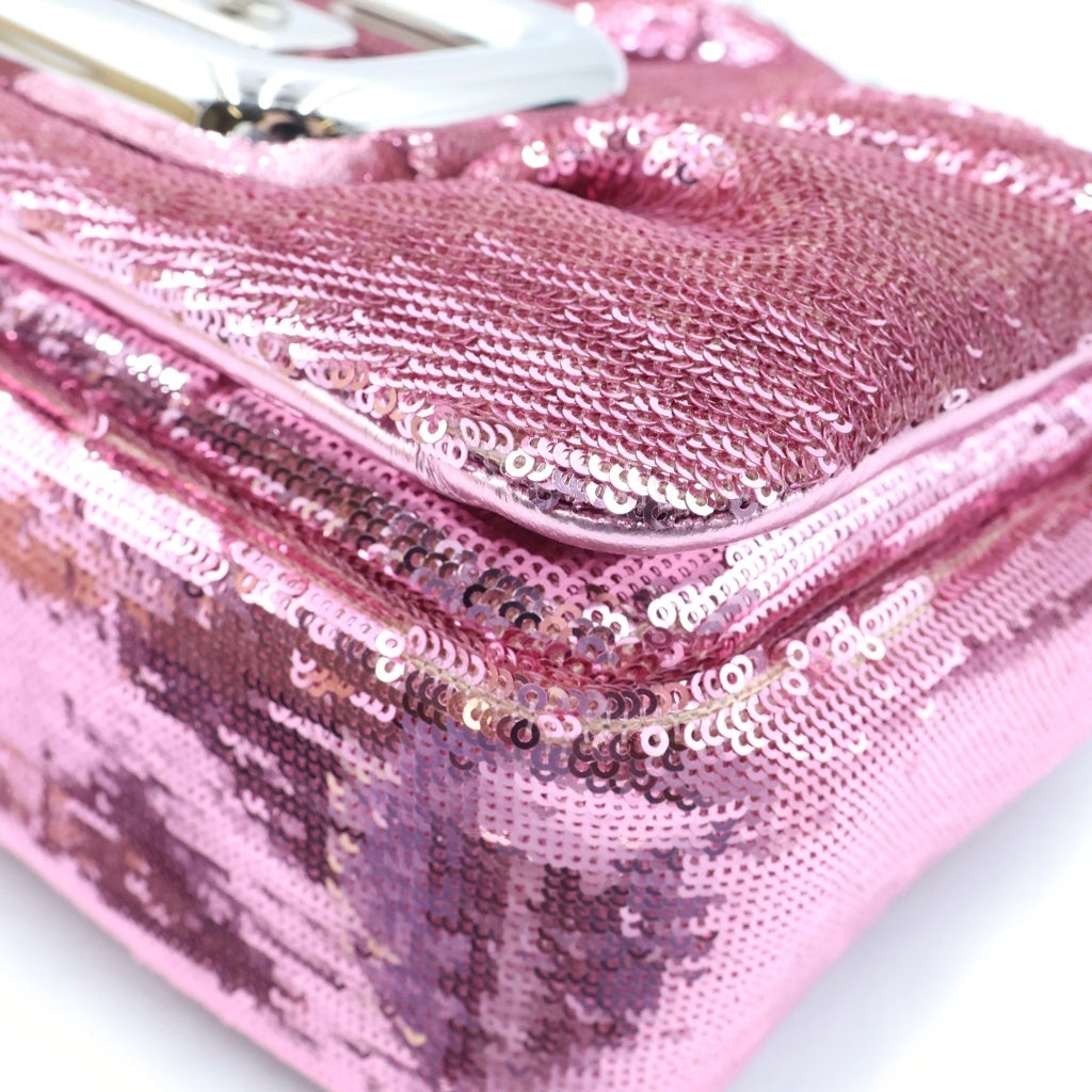 Roger Vivier(ロジェヴィヴィエ) スパンコール ミニターンロック チェーンショルダーバッグ ピンク レディース