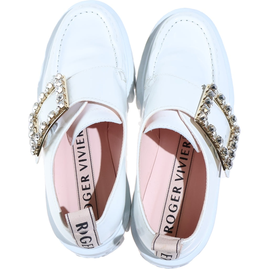 Roger Vivier(ロジェヴィヴィエ) ヴィヴ ゴーシック ビジュー パテントレザー ローファー レディース ホワイト