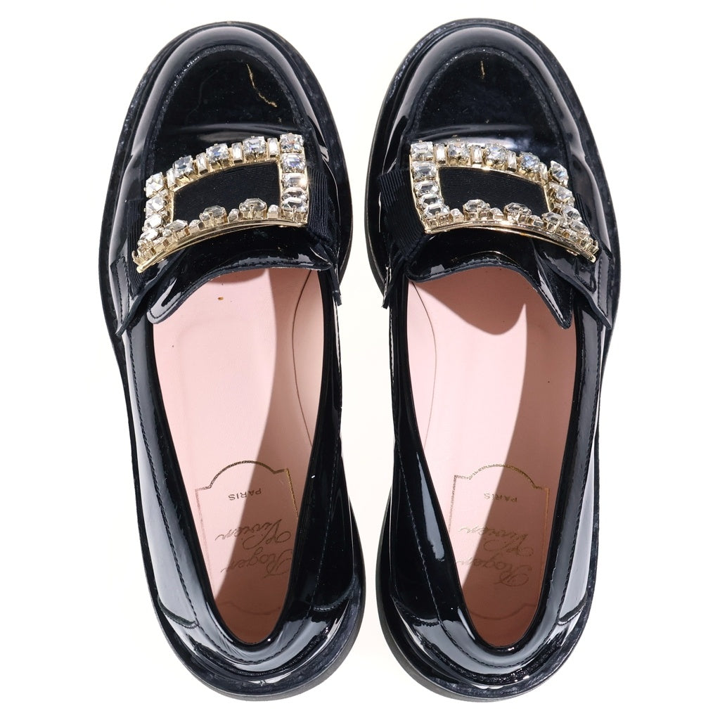 Roger Vivier(ロジェヴィヴィエ) ヴィヴ レンジャーズ ストラス パテントレザー ローファー レディース ブラック