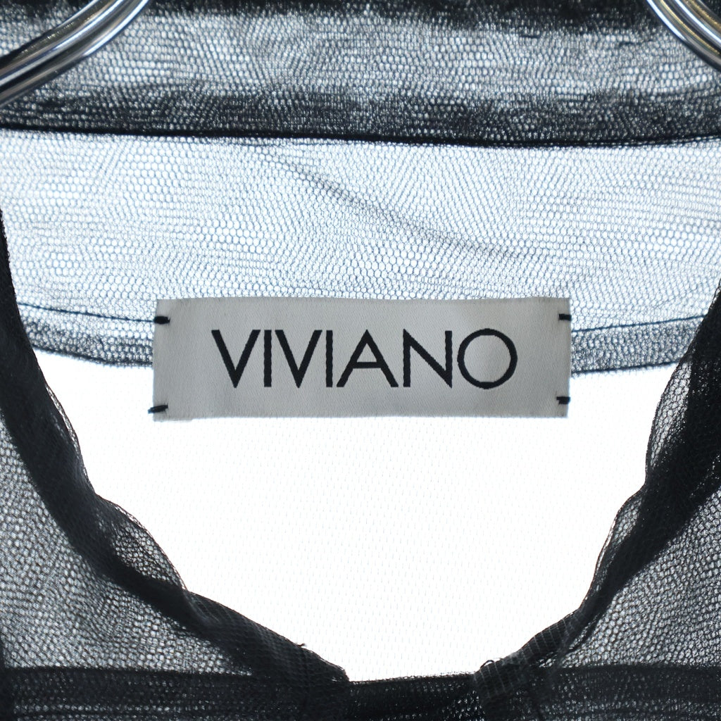 VIVIANO(ヴィヴィアーノ) 23SS フリル シースルー シャツワンピース ドレス ブラック VS-SS23-C02 レディース