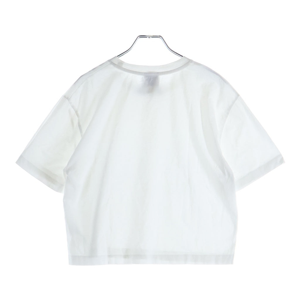 PATOU(パトゥー) ネックロゴ刺繍 クロップド 半袖Tシャツ カットソー ホワイト レディース