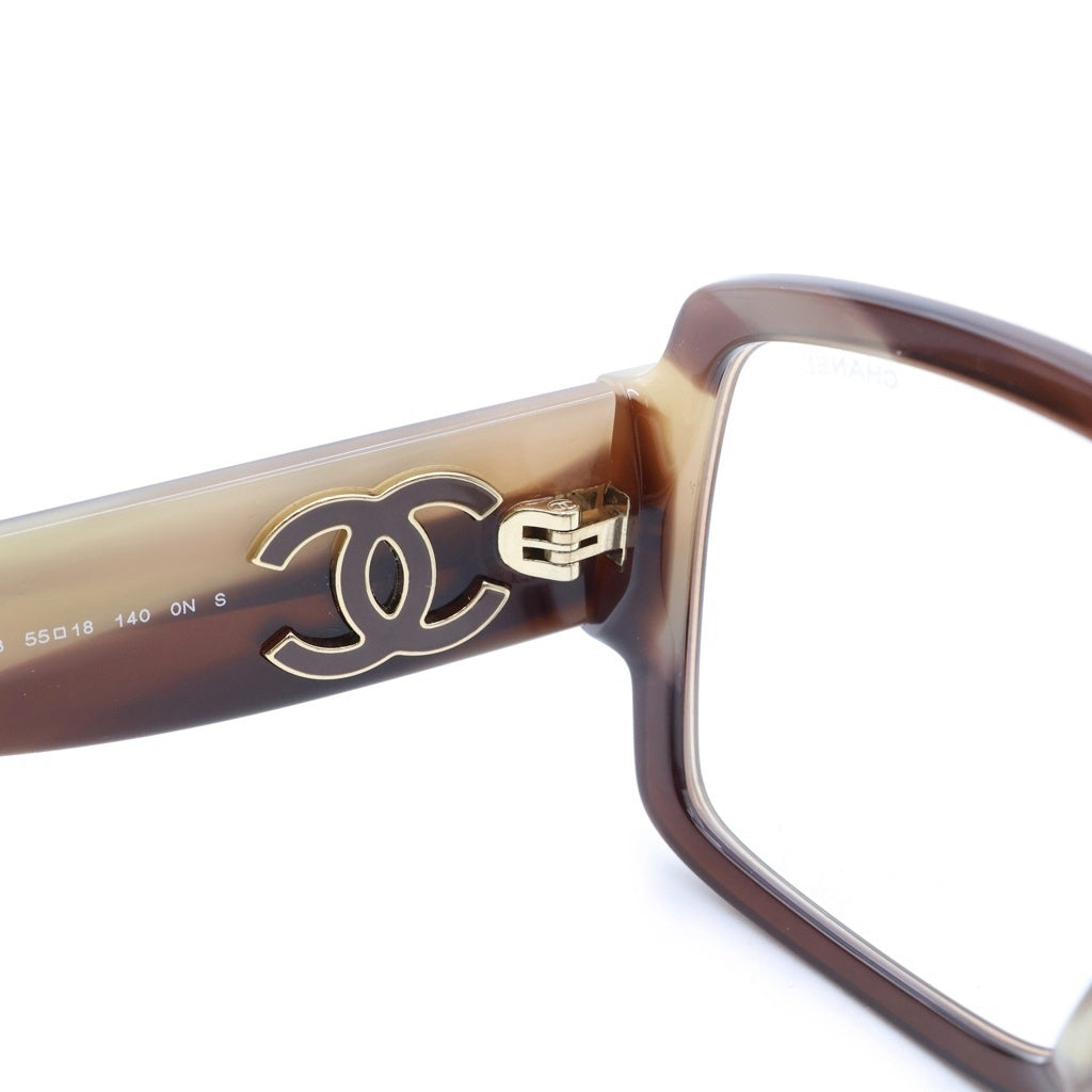 CHANEL(シャネル) パイロットシェイプ ブルーライトカット レンズ メガネ アイウェア マーブル ブラウン 3481-S-A レディース