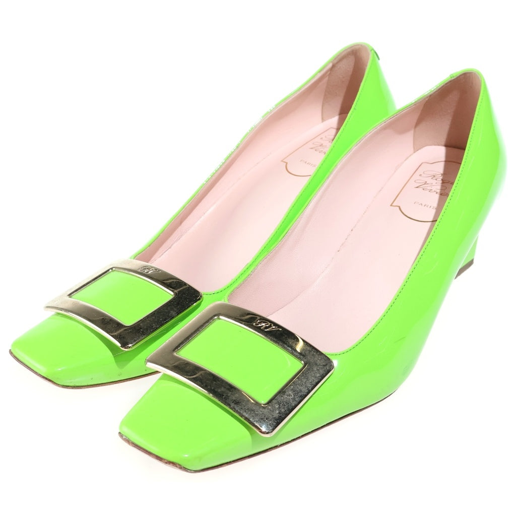 Roger Vivier(ロジェヴィヴィエ) プレート パテント ヒールパンプス グリーン レディース