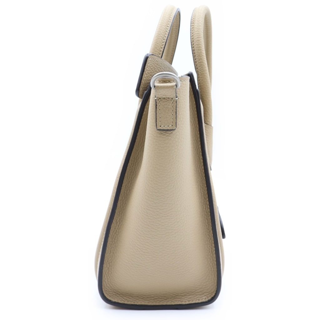 CELINE(セリーヌ) ラゲージ ナノショッパー 2WAYハンドバッグ ショルダーバッグ ベージュ レザー シルバー金具 レディース