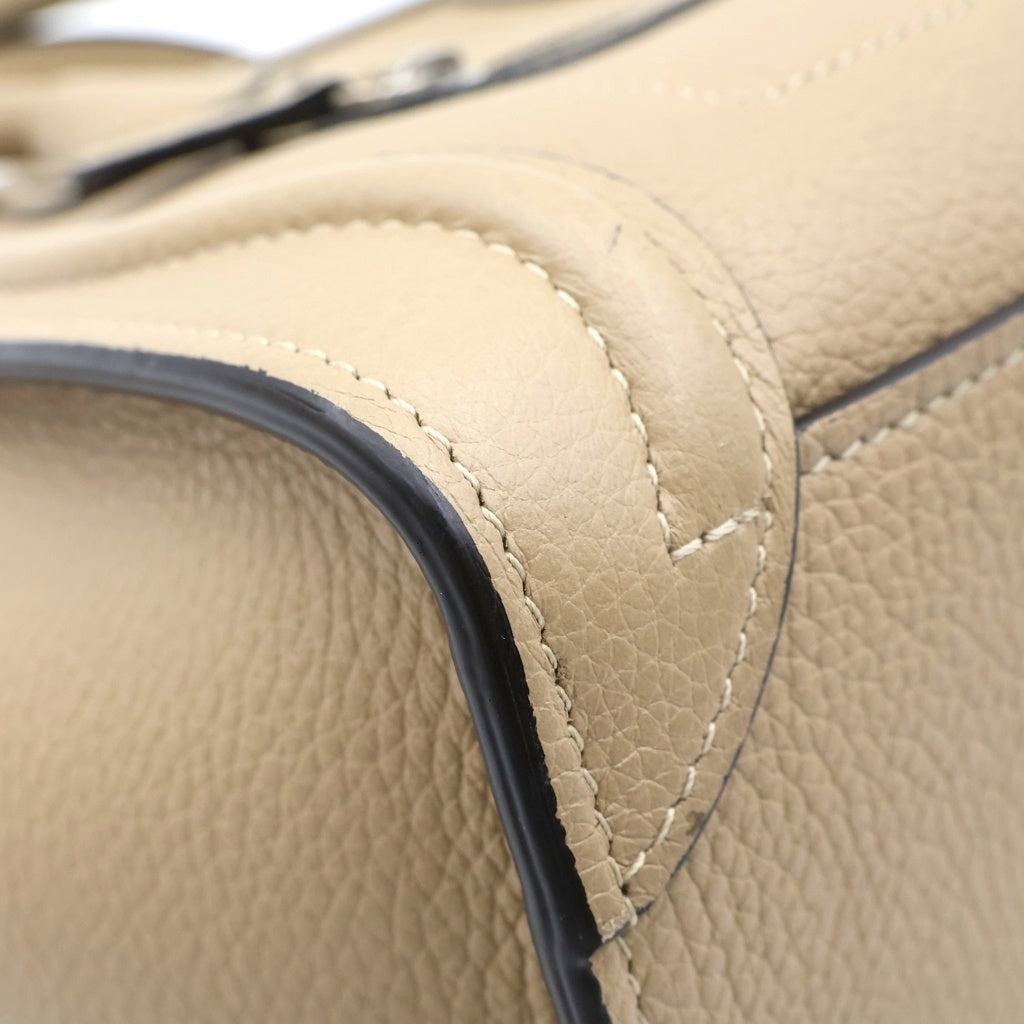 CELINE(セリーヌ) ラゲージ ナノショッパー 2WAYハンドバッグ ショルダーバッグ ベージュ レザー シルバー金具 レディース