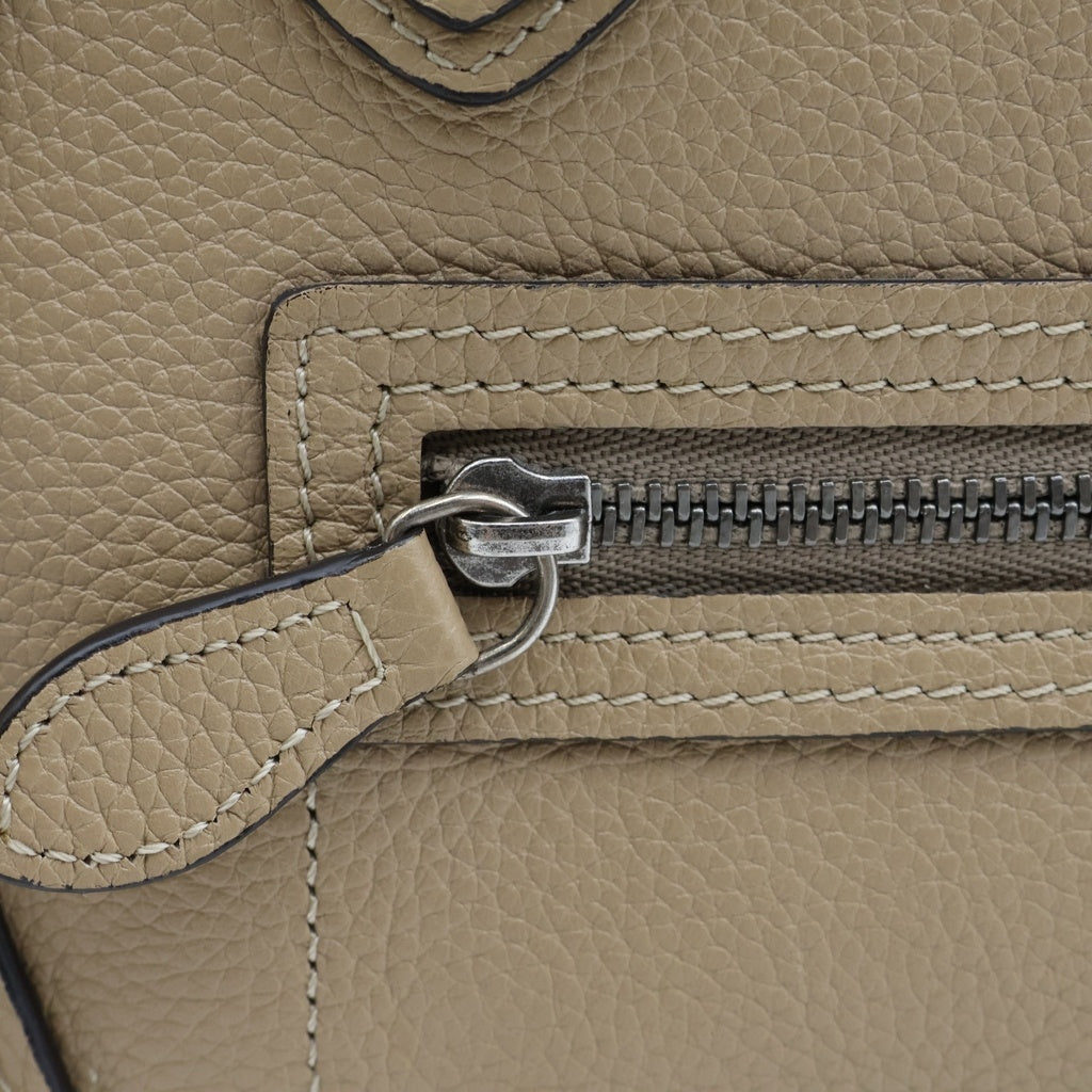 CELINE(セリーヌ) ラゲージ ナノショッパー 2WAYハンドバッグ ショルダーバッグ ベージュ レザー シルバー金具 レディース