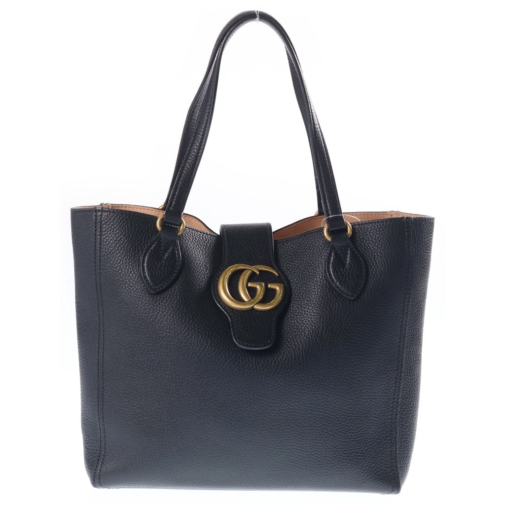 GUCCI(グッチ) GGマーモント ダリア ハンドバッグ トートバッグ ブラック レザー 779831 ゴールド金具 レディース