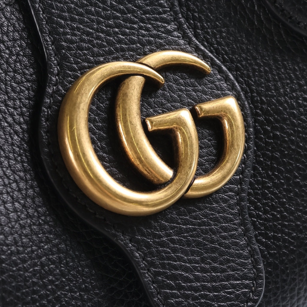 GUCCI(グッチ) GGマーモント ダリア ハンドバッグ トートバッグ ブラック レザー 779831 ゴールド金具 レディース