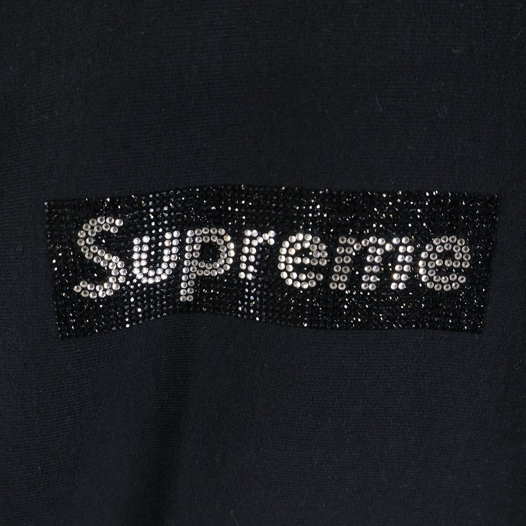 SUPREME(シュプリーム) 19SS ×Swarovski Box Logo Hooded Sweeatshirt スワロフスキー ラインストーン ボックスロゴデザイン フーデッド プルオーバー スウェット パーカー ブラック